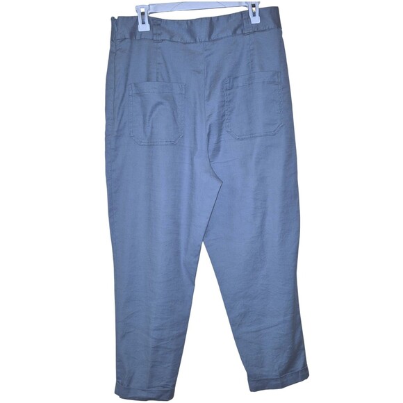 Womens Anthropologie Ettitwa Lined Cuffed Linen Wide Leg Pant Sage Sz 12 Baggy - Picture 5 of 5